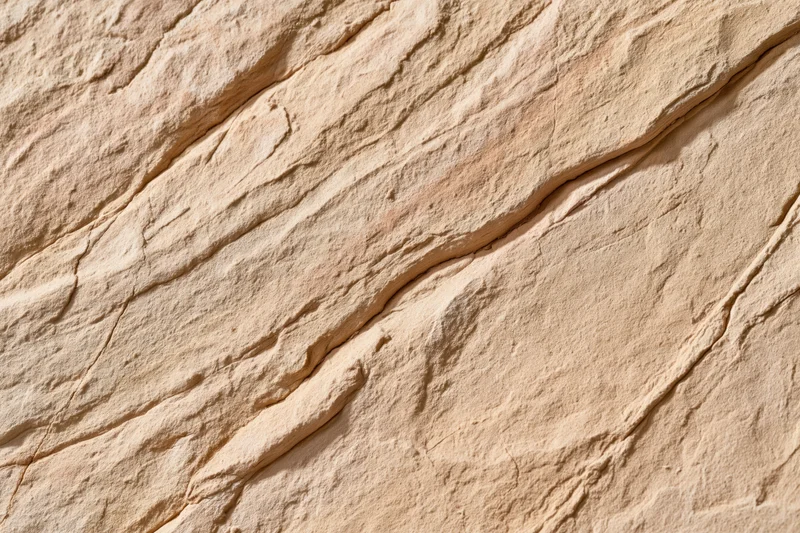 Close-up of rough sandstone surface with visible layers and cracks