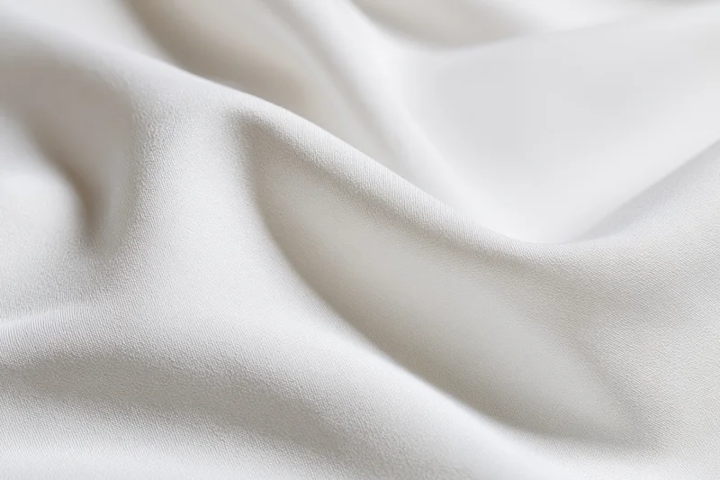 Close-up of white fabric with soft diagonal folds and gentle undulations