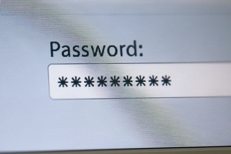 Close-up of password field on computer screen showing masked characters