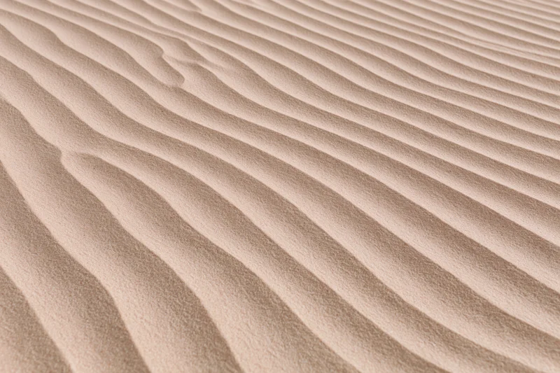 Wind-rippled sand surface in a desert landscape