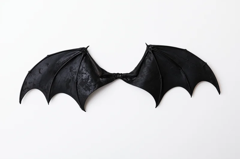 Black bat wings spread symmetrically on white background