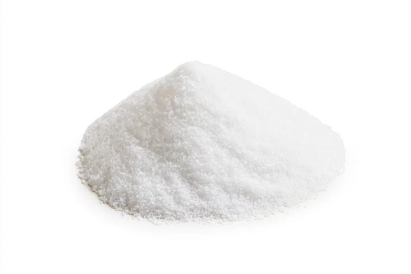 Mound of fine white granular salt isolated on white background
