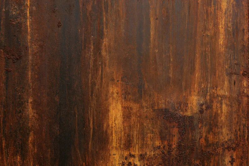 Close-up of heavily rusted metal surface with textured corrosion patterns