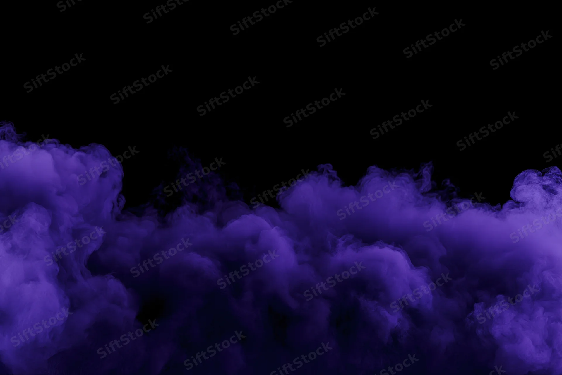 Dense purple smoke billowing along the bottom against a black background