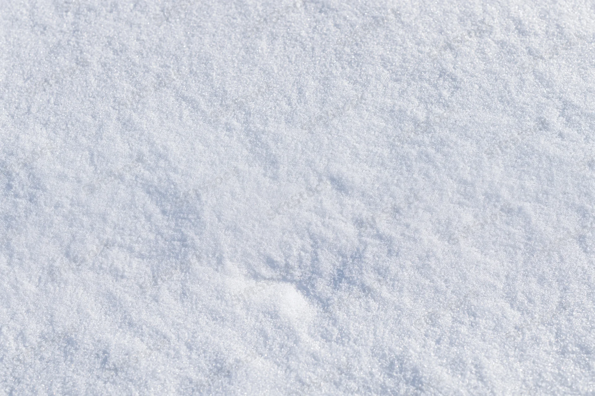 Close-up of fresh undisturbed snow covering the ground in a flat expanse