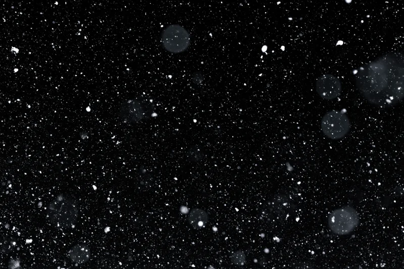 Snow falling against a black night sky