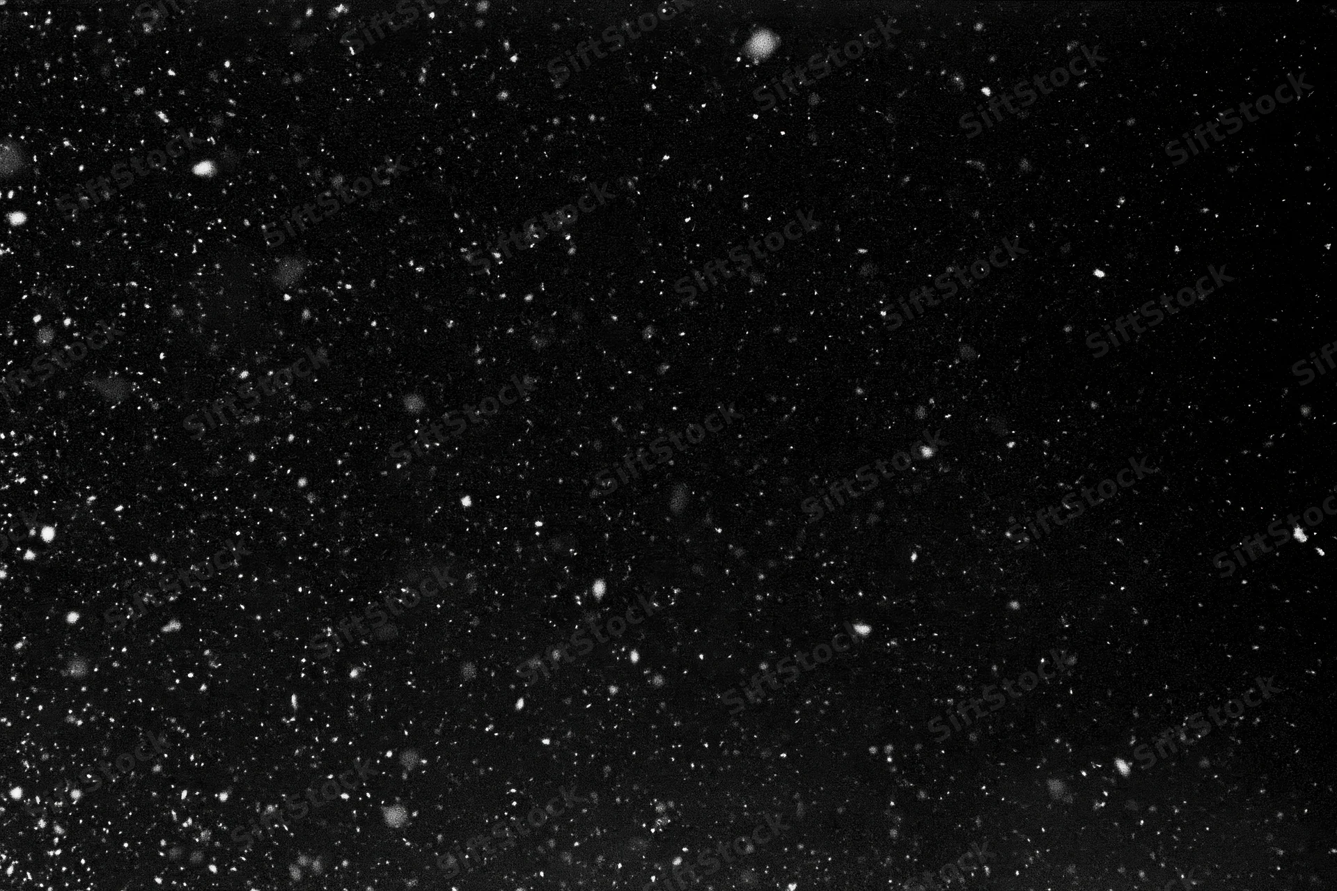 Snow falling against a black night sky