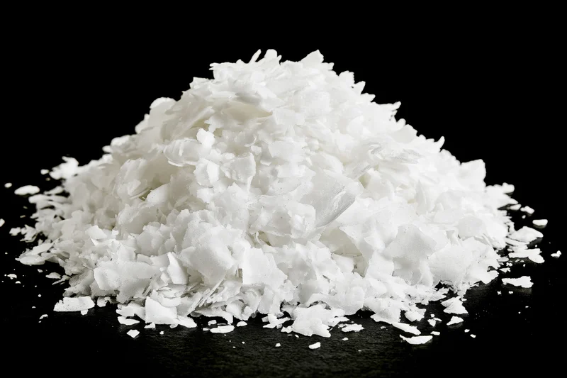 Pile of white coconut flakes on black background