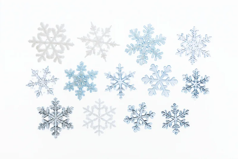Snowflakes arranged in a loose grid on white background