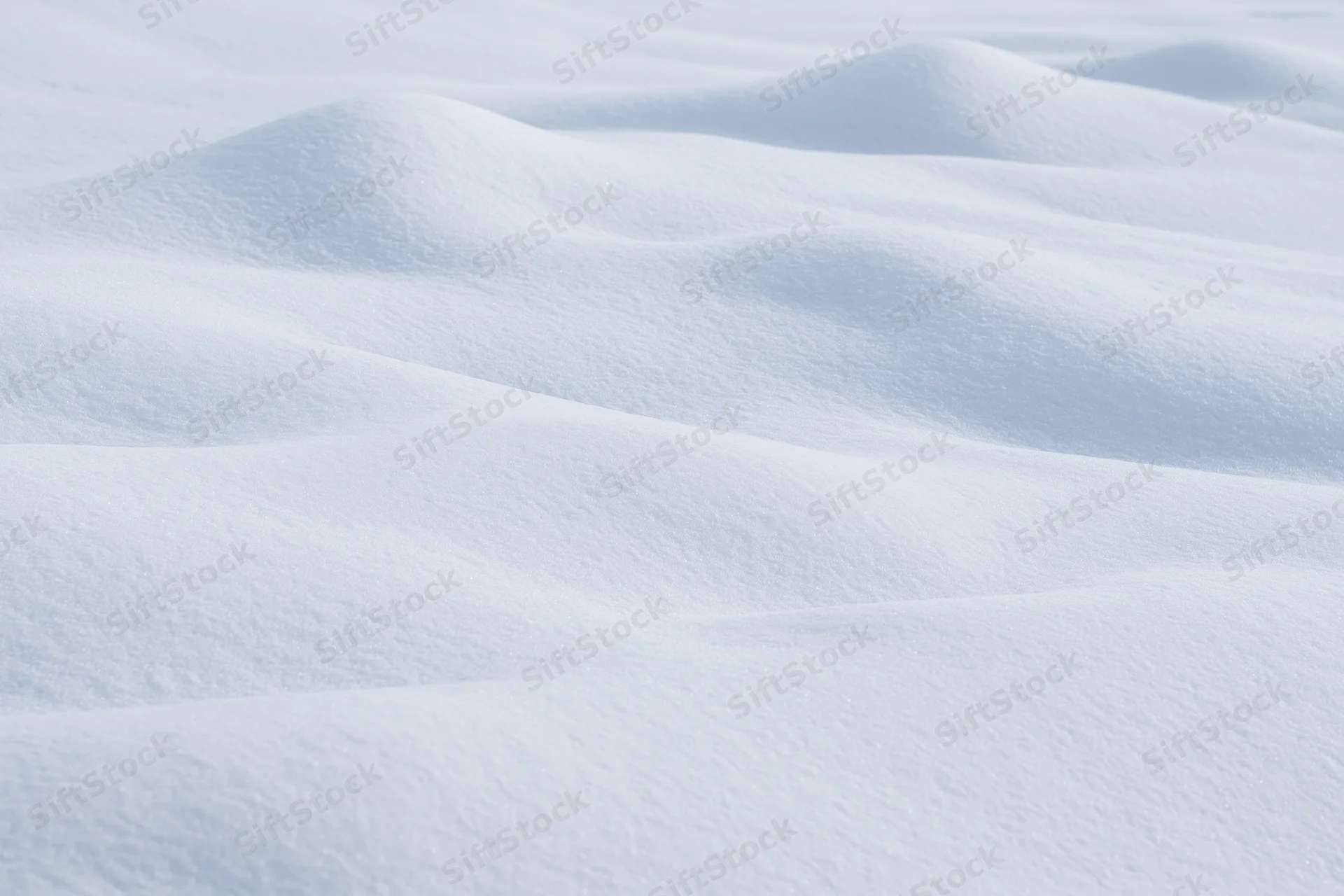 Undisturbed snow surface with gentle rounded drifts and soft texture in a winter landscape