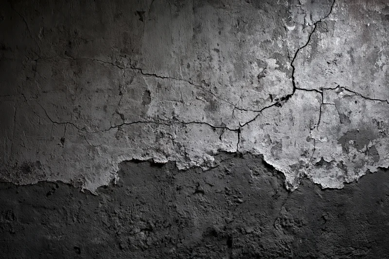 Cracked and peeling concrete wall in an abandoned interior space