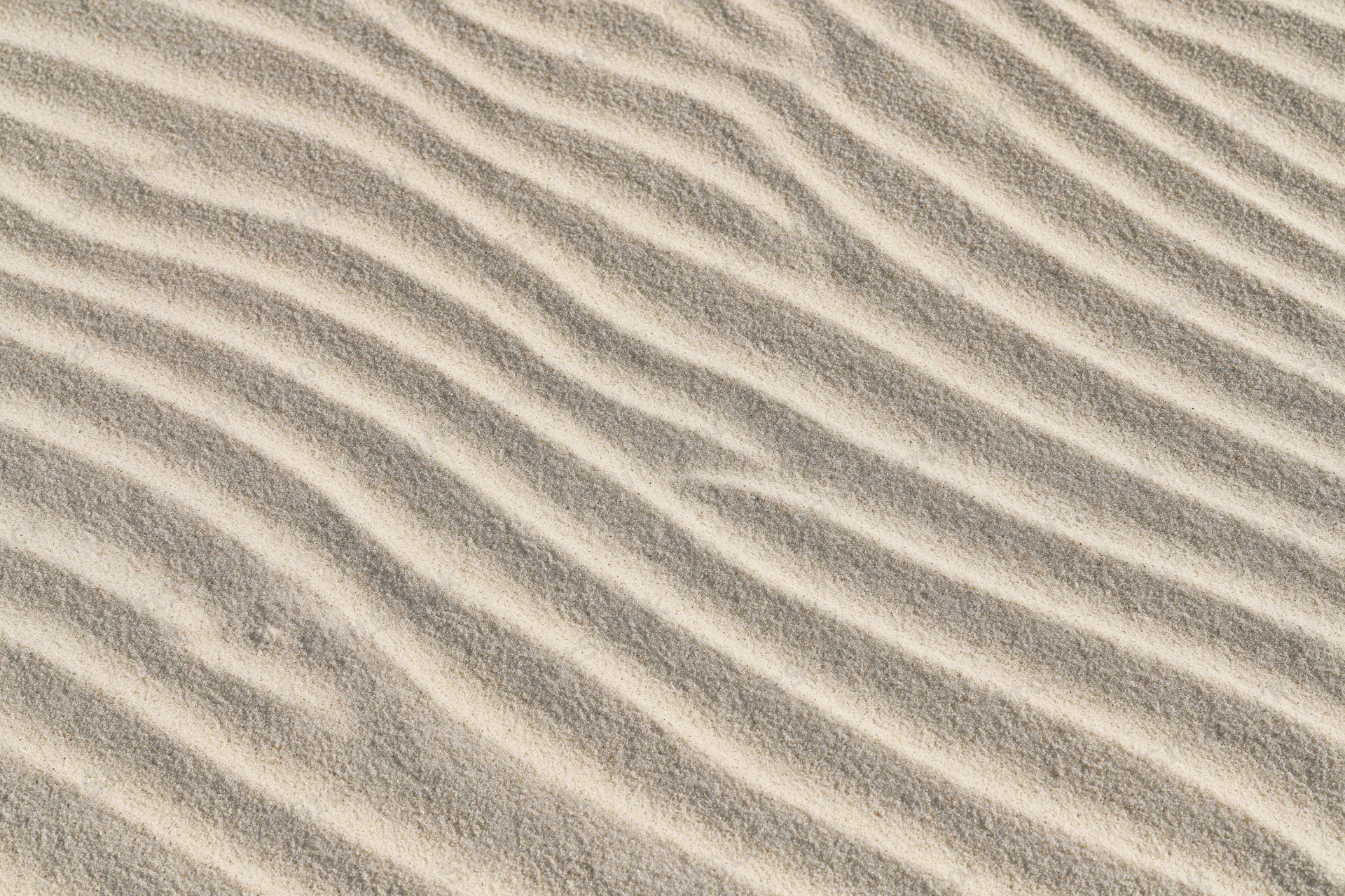 Wind-rippled dry beach sand in close-up flat lay filling the frame