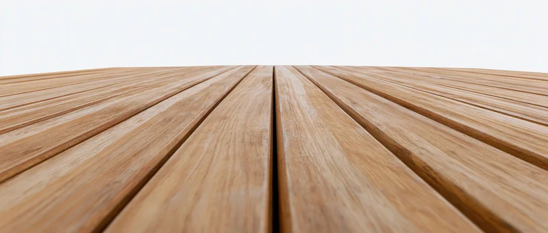 Wooden plank floor receding in perspective with white background