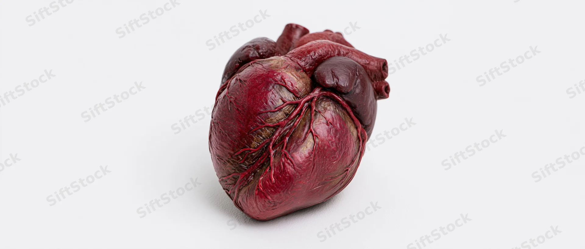 Anatomical human heart model isolated on white background