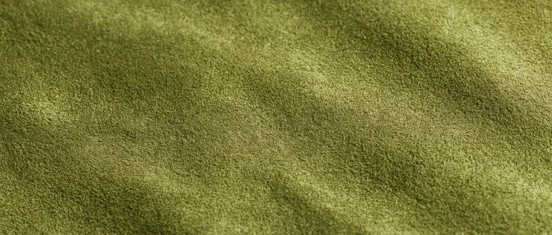 Close-up of olive green suede or velvet fabric with soft texture and gentle folds