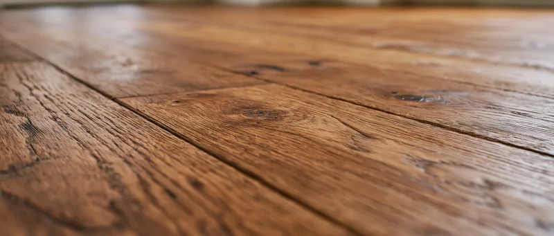 Close-up of hardwood floor planks filling the frame with visible wood grain and texture