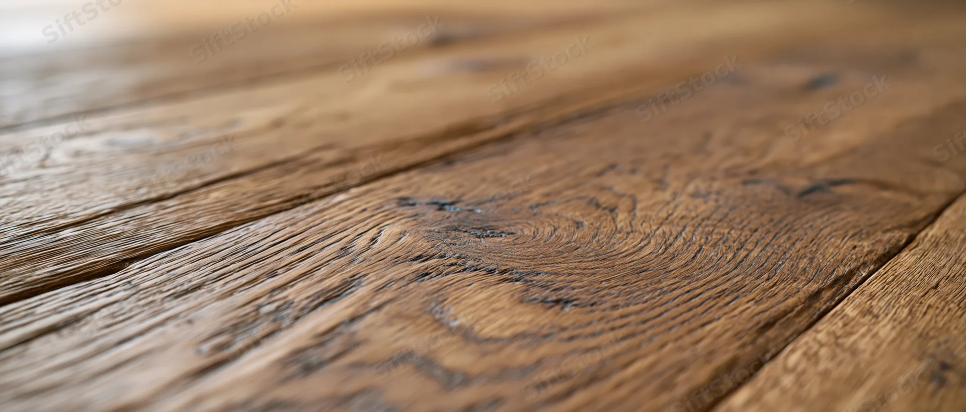 Close-up of hardwood floor planks showing natural wood grain and texture