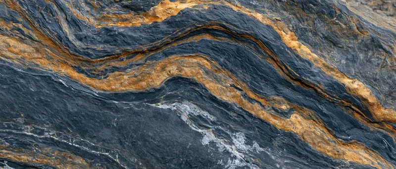 Swirling dark marble surface with golden veins and layered texture