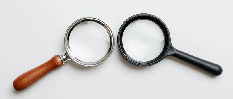 Two magnifying glasses side by side on a white surface