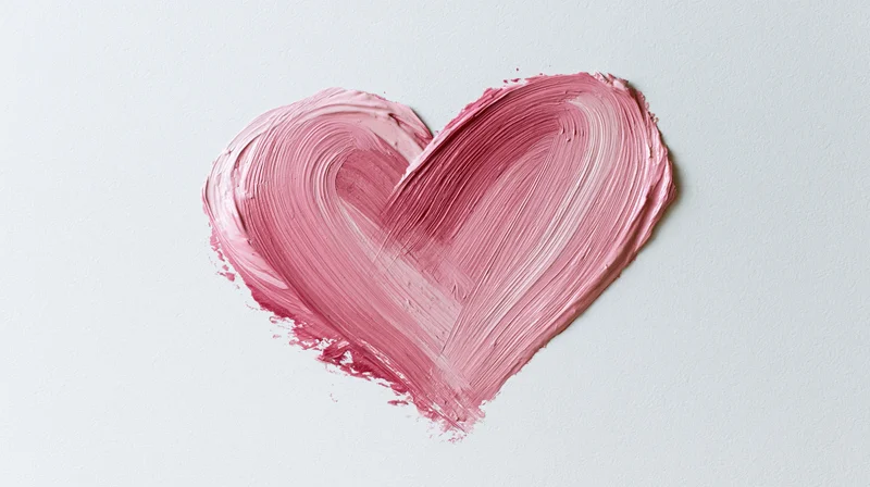 Hand-painted pink heart with visible brushstrokes on white background