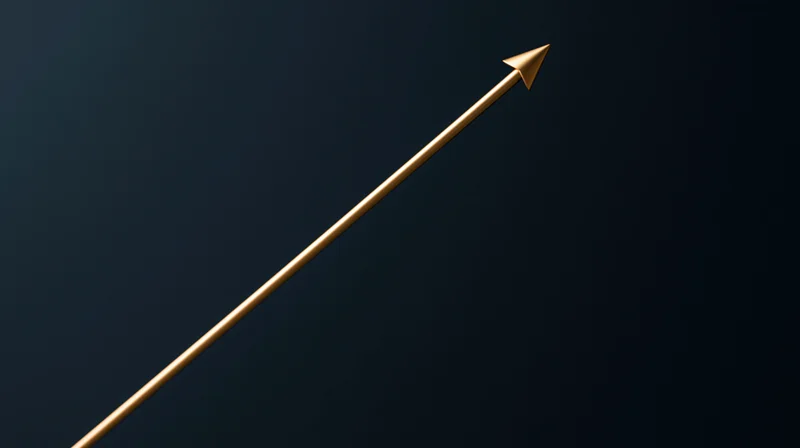 Gold arrow pointing upward on dark background