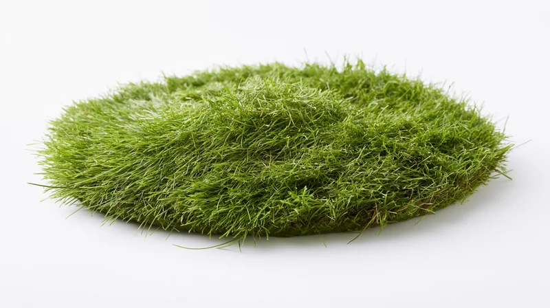Oval grass mound isolated on white background