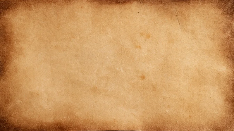 Aged parchment paper sheet filling the frame with textured surface and brown stains