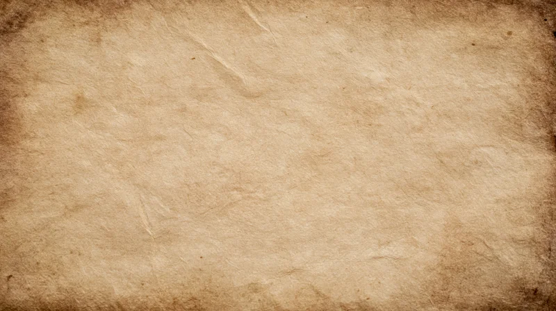 Aged parchment paper sheet filling the frame with textured surface and brown stains
