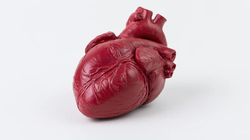 Anatomical human heart model on white background