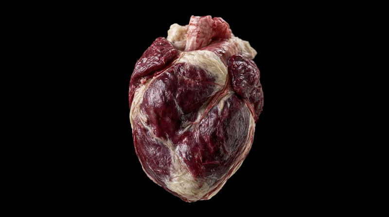Human heart specimen isolated on black background