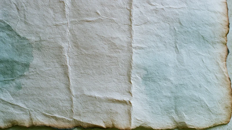 Close-up of an aged paper sheet with crumpled texture and burnt edges
