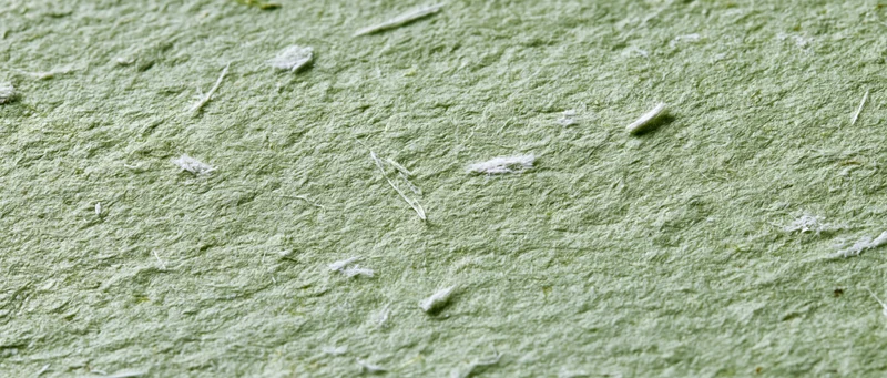 Close-up of sage green handmade paper texture with visible fibers and natural surface detail