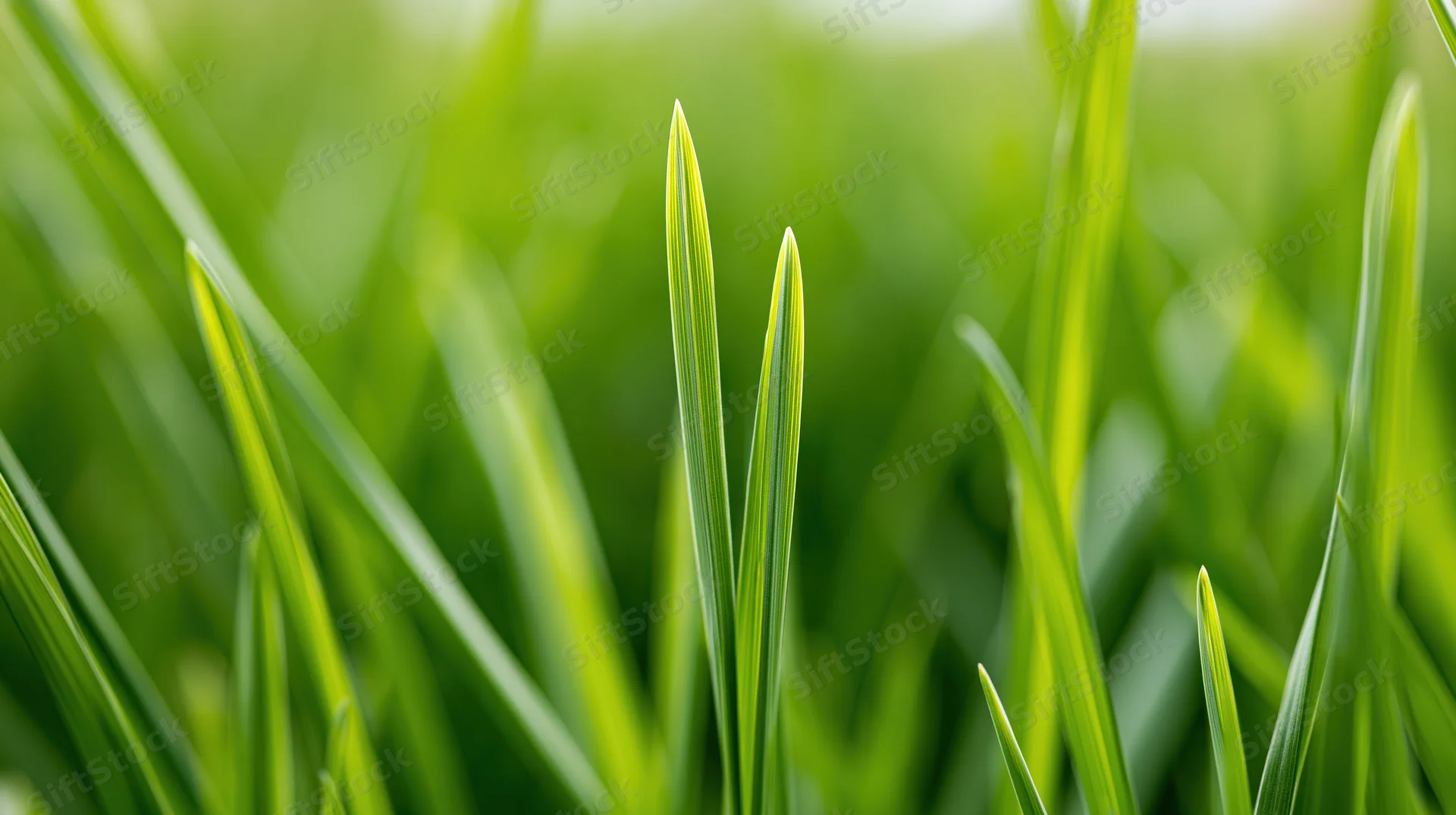 Close-up of fresh green grass blades growing in a natural outdoor setting
