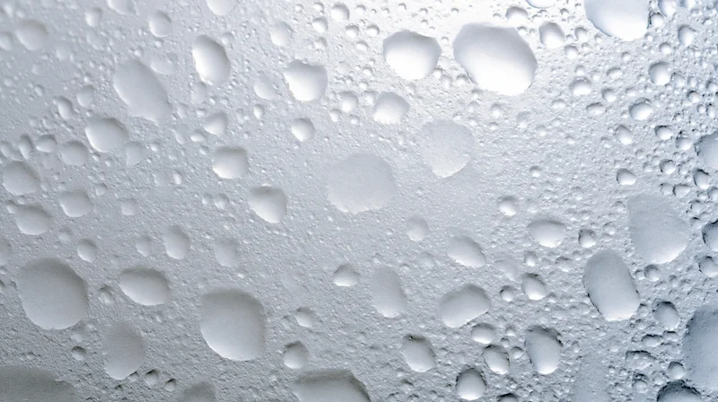 Close-up of water condensation droplets on a smooth surface