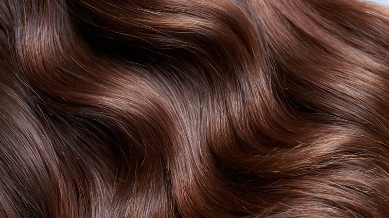 Closeup of smooth flowing brunette hair with glossy waves