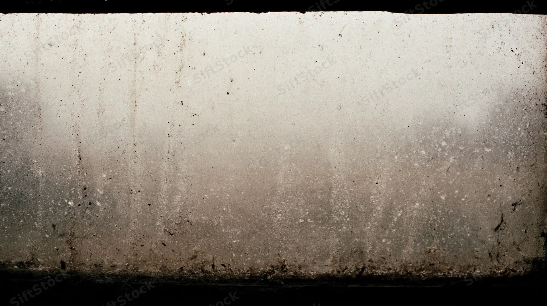 Close-up of a dirty window pane with grime and water droplets, showing signs of neglect and decay