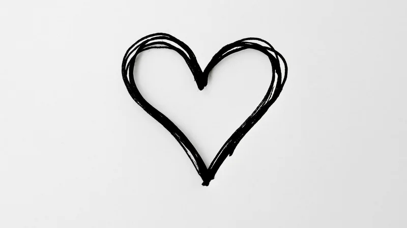 Hand-drawn heart outline sketch centered on plain white background