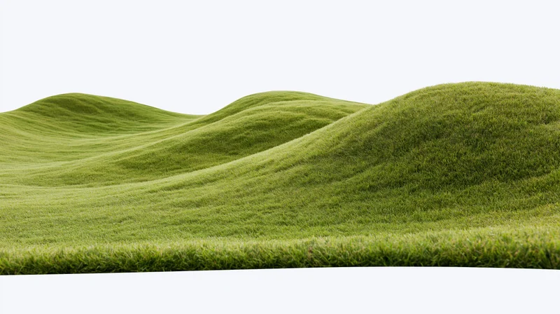 Rolling green grass mounds forming a manicured golf course fairway landscape