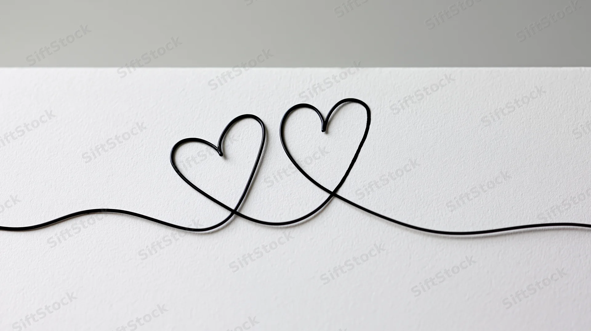 Two interlocking heart shapes drawn with a single continuous black line on a white background