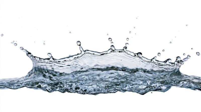 Water splash frozen mid-motion forming a crown shape against white background