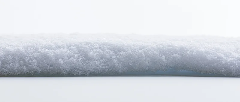Horizontal snow ridge with crystalline texture isolated on white background