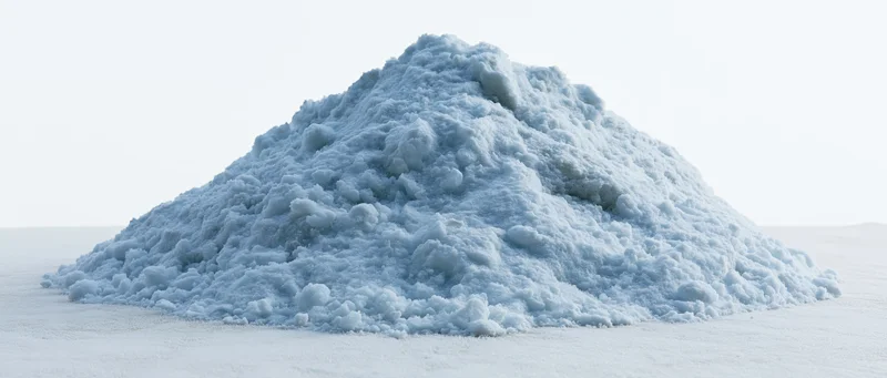 Large mound of shoveled snow on flat snowy surface