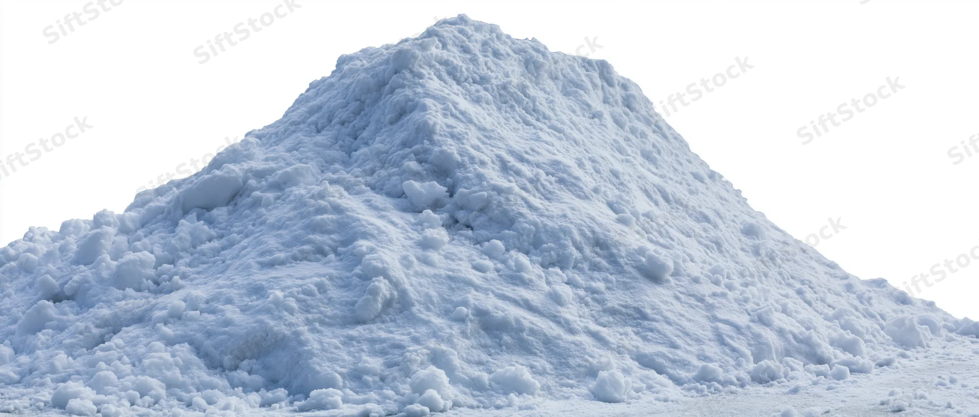 Large mound of shoveled snow on flat surface