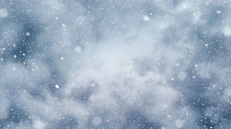 Snowflakes drifting through a cloudy winter sky