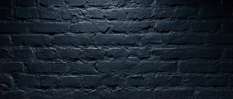 Black-painted brick wall filling the frame with textured surface and shadowed details