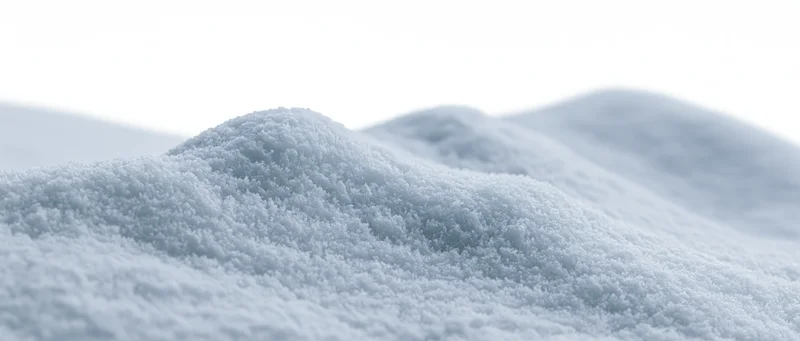 Close-up of fresh snow drifts on the ground with soft undulating texture and shallow focus
