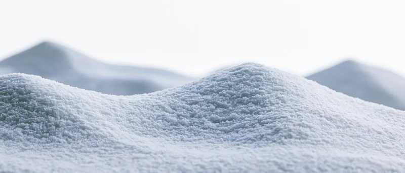 Close-up ground-level view of soft undulating snow drifts in a winter landscape