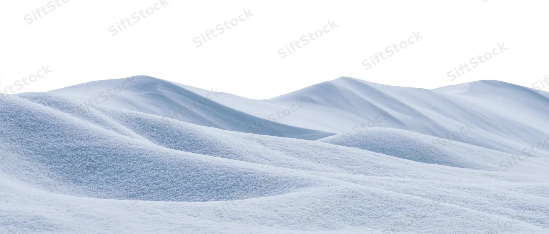 Undulating snow drifts across a flat white landscape