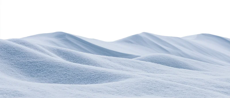 Undulating snow drifts across a flat white landscape