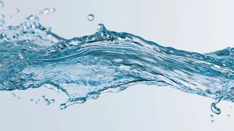 Dynamic water splash mid-motion against a light background